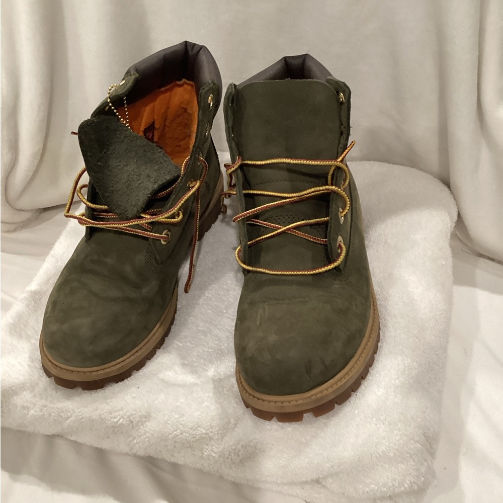 Timberland Men's Olive Green Nubuck Lace-Up Work Boots